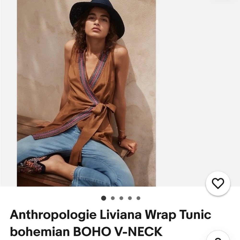 Mauve by Anthropologie Tan Wrap Tunic Top